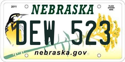 NE license plate DEW523