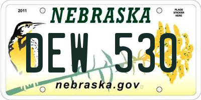 NE license plate DEW530