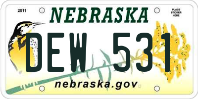 NE license plate DEW531