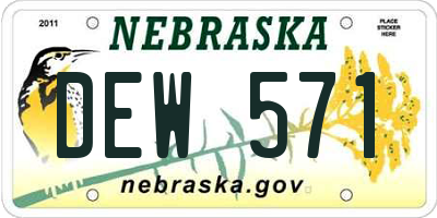 NE license plate DEW571