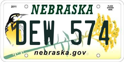 NE license plate DEW574
