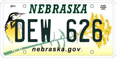 NE license plate DEW626