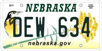 NE license plate DEW634