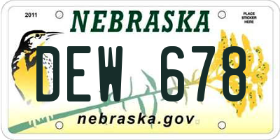 NE license plate DEW678