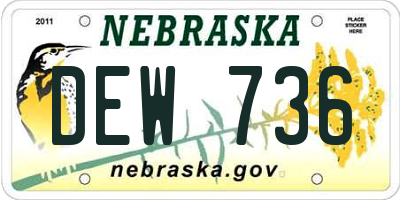 NE license plate DEW736