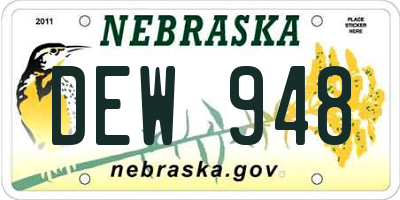 NE license plate DEW948
