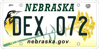 NE license plate DEX072