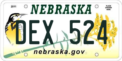 NE license plate DEX524