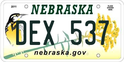 NE license plate DEX537