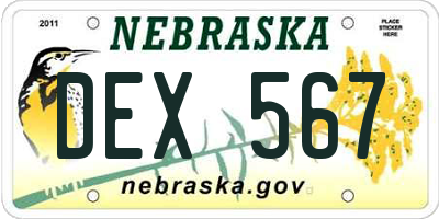 NE license plate DEX567