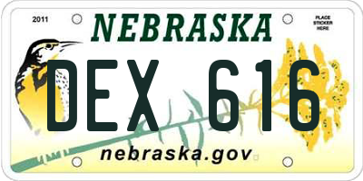 NE license plate DEX616