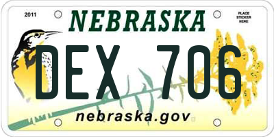 NE license plate DEX706
