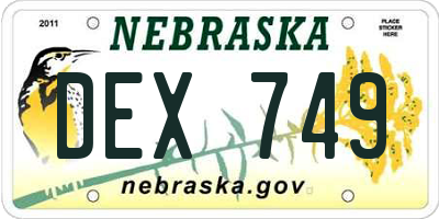 NE license plate DEX749