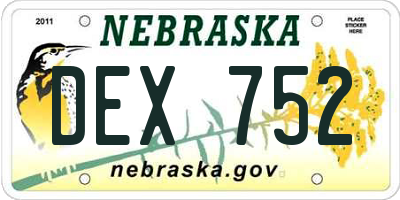 NE license plate DEX752