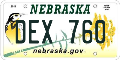 NE license plate DEX760