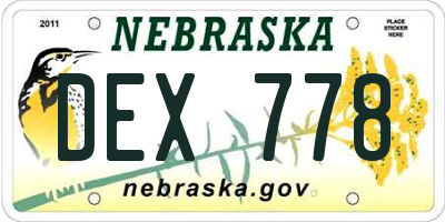 NE license plate DEX778