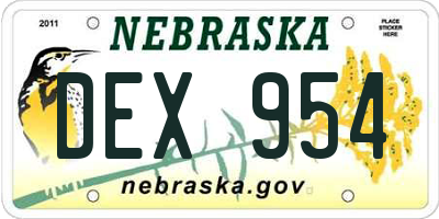 NE license plate DEX954