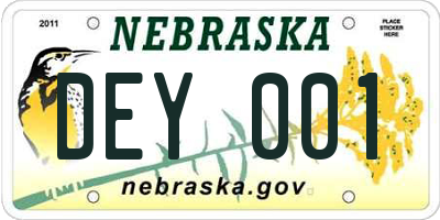 NE license plate DEY001