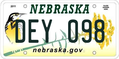 NE license plate DEY098