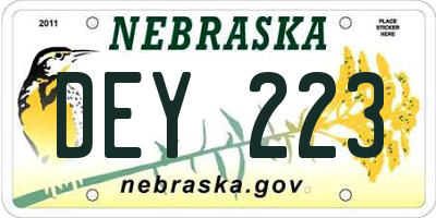 NE license plate DEY223