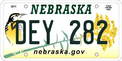 NE license plate DEY282