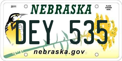 NE license plate DEY535