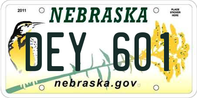 NE license plate DEY601