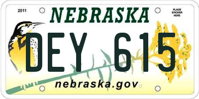 NE license plate DEY615