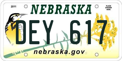 NE license plate DEY617