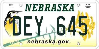 NE license plate DEY645