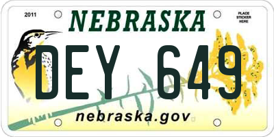NE license plate DEY649