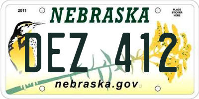 NE license plate DEZ412