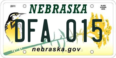NE license plate DFA015