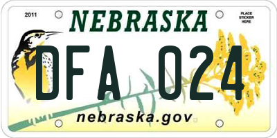 NE license plate DFA024
