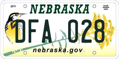 NE license plate DFA028