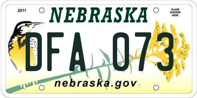 NE license plate DFA073