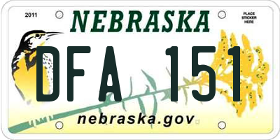 NE license plate DFA151