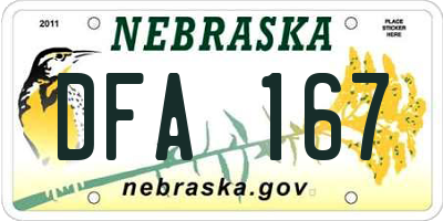 NE license plate DFA167