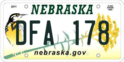 NE license plate DFA178