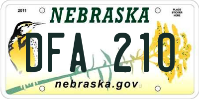 NE license plate DFA210