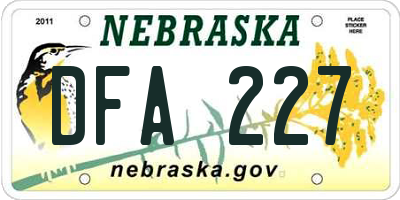 NE license plate DFA227