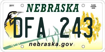NE license plate DFA243