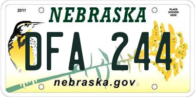 NE license plate DFA244