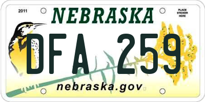 NE license plate DFA259