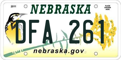 NE license plate DFA261