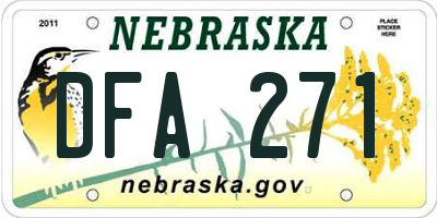 NE license plate DFA271