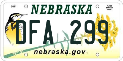 NE license plate DFA299