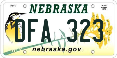 NE license plate DFA323