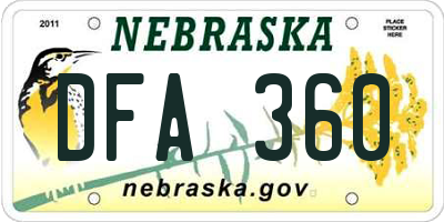NE license plate DFA360