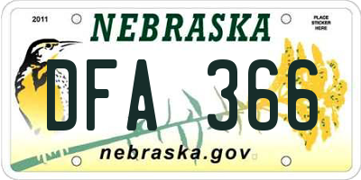 NE license plate DFA366